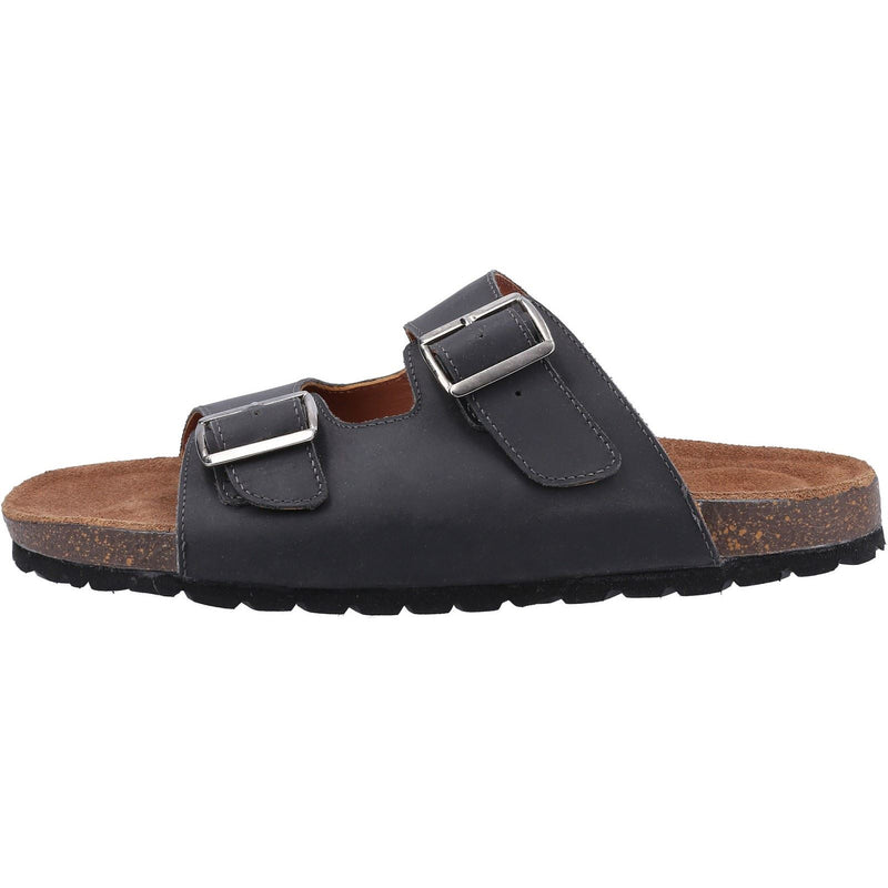 Hush Puppies Nash Slider Herren Sandalen Aus Schwarzem Leder