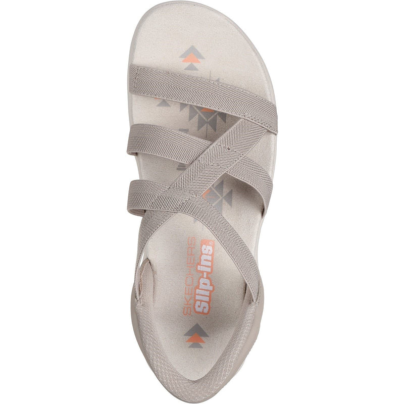 Skechers Reggae Slim Stretch Flex Damen Textil Sandalen In Taupe