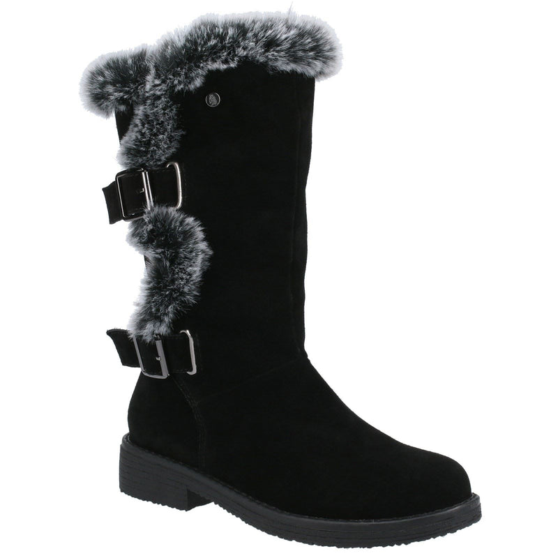 Hush Puppies Megan Wide Damenstiefel Aus Schwarzem Wildleder