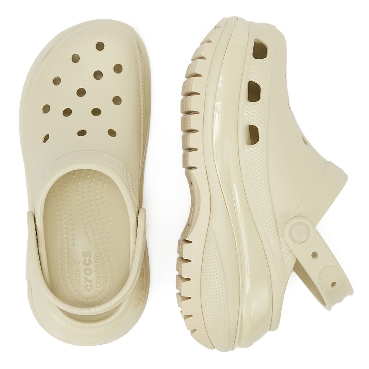 Crocs Klassische Mega Crush Clog Bone Damen Sandalen In Beige