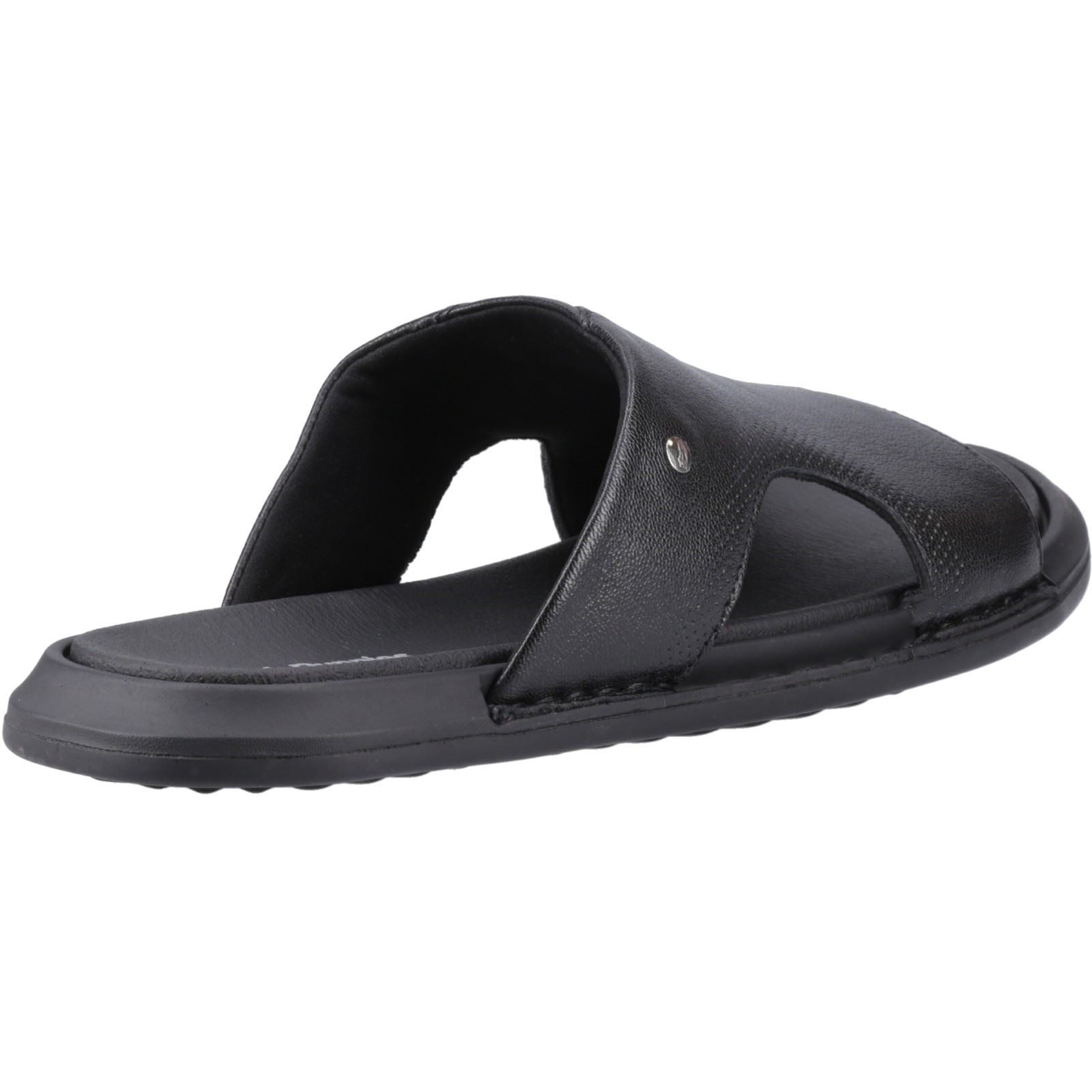 Hush Puppies Callum Slide Herren Sandalen Aus Schwarzem Leder