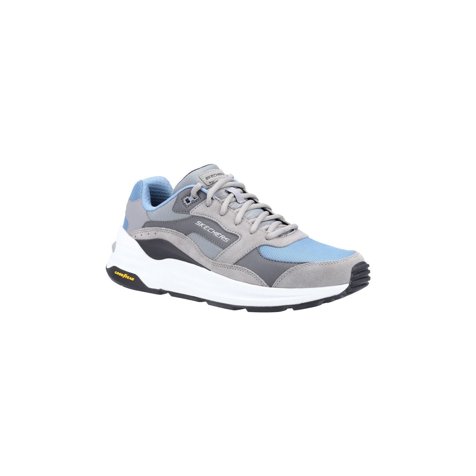 Skechers Global Jogger Leder Herren Sneaker In Grau/Blau