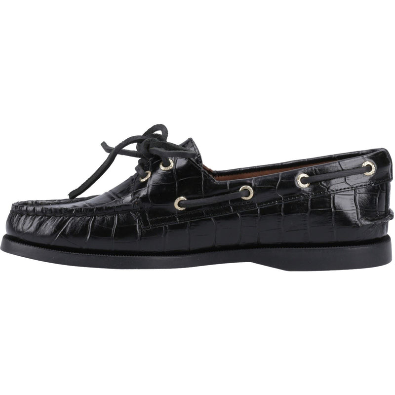 Sperry Authentic 2 Eye Damen Bootsschuhe Aus Schwarzem Leder