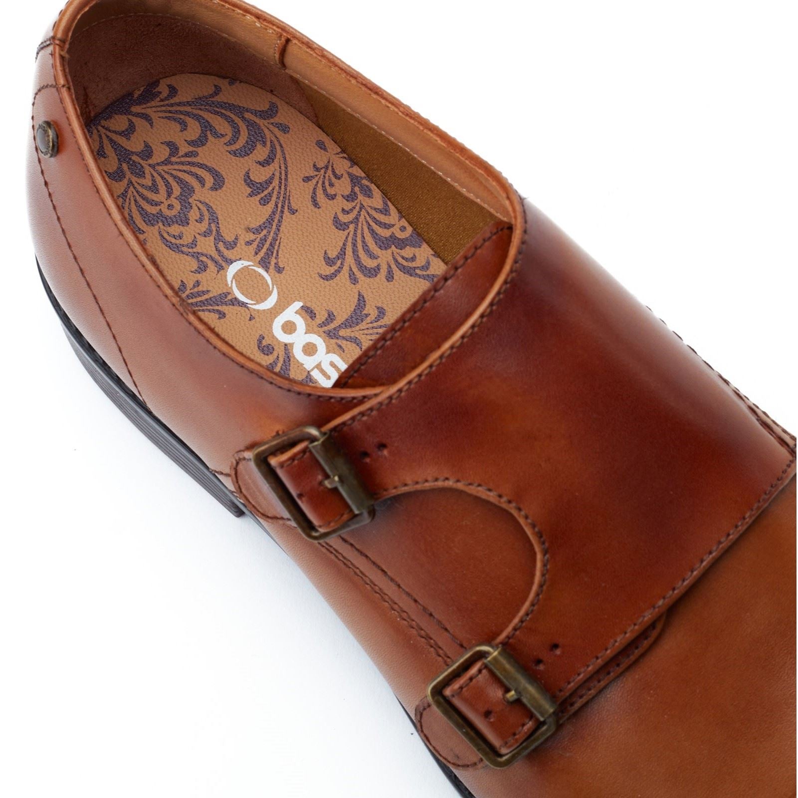 Base London Diablo Leder Herren Verbrannte Tan Doppel Monk Schuhe
