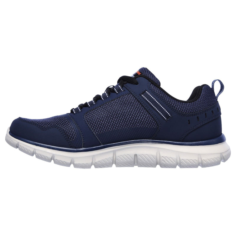 Skechers Track Knockhill Leder-Herren-Sneaker In Marineblau/Orange