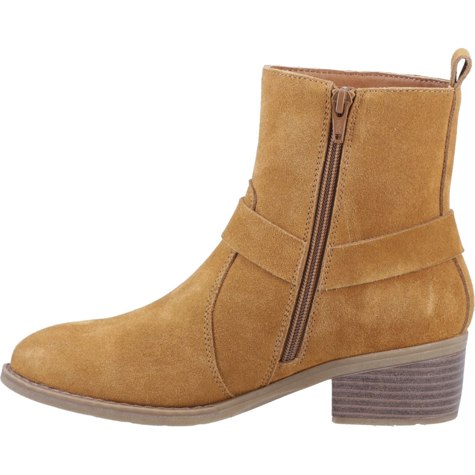Hush Puppies Iria Damen Wildleder Stiefeletten mit Absatz in Hellbraun