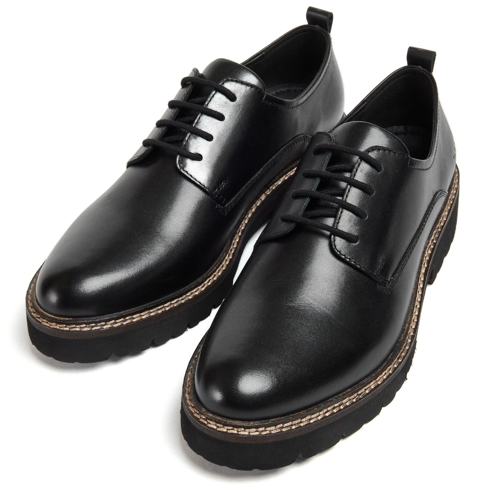 Pod Kris Damen Derbyschuhe Aus Schwarzem Leder