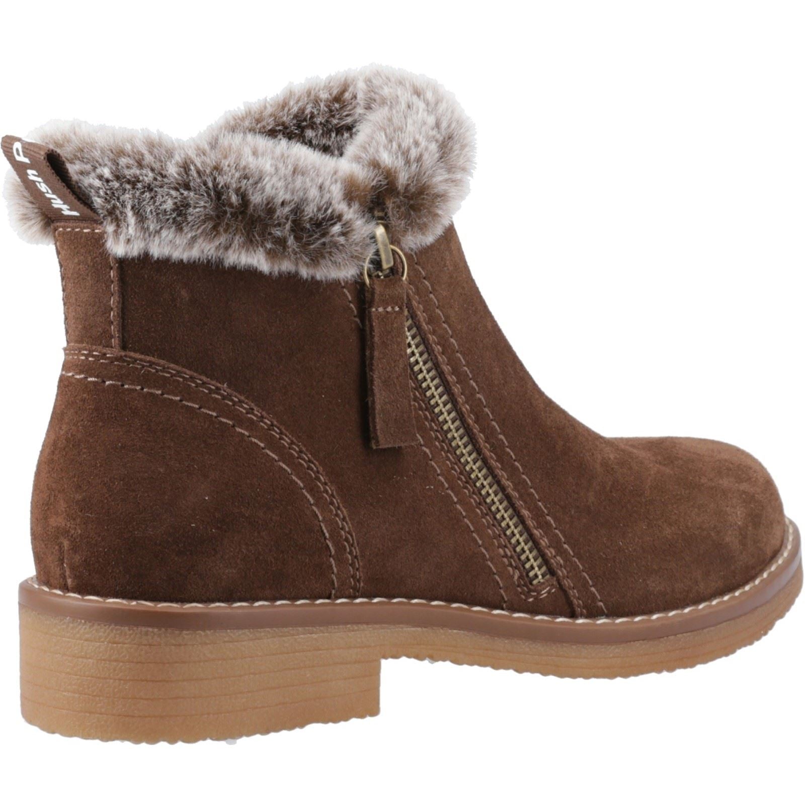 Hush Puppies Marnie Damen Winterstiefeletten aus Wildleder in Schokoladenfarbe