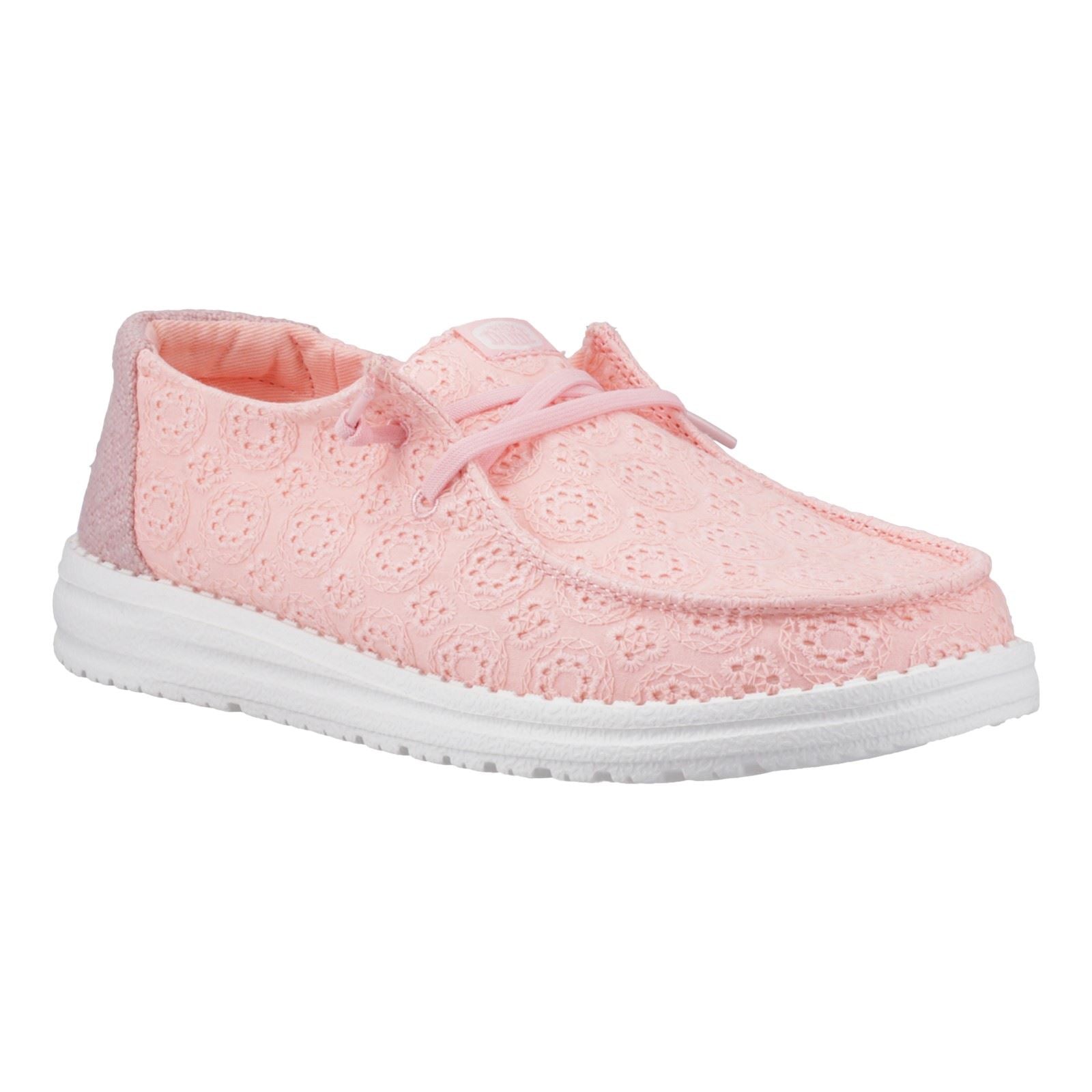 HEYDUDE Wendy Eyelet Lace Mokassin Schuhe Für Damen In Hellrosa Aus Baumwollmischung