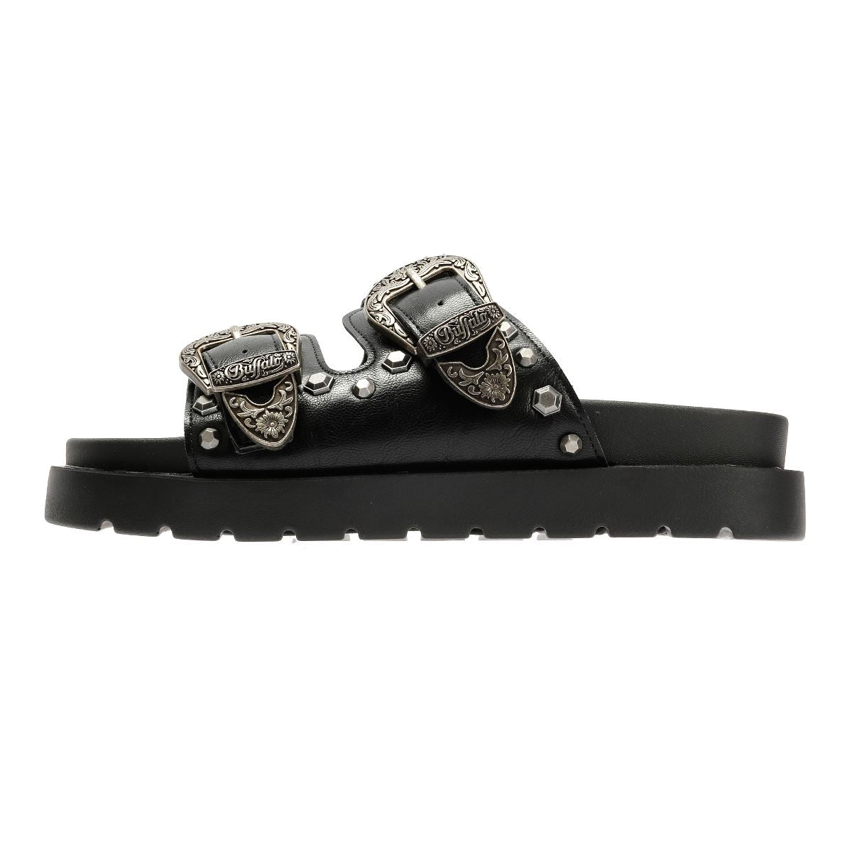 Buffalo Raya Ari West Leder Damen Schwarze Sandalen