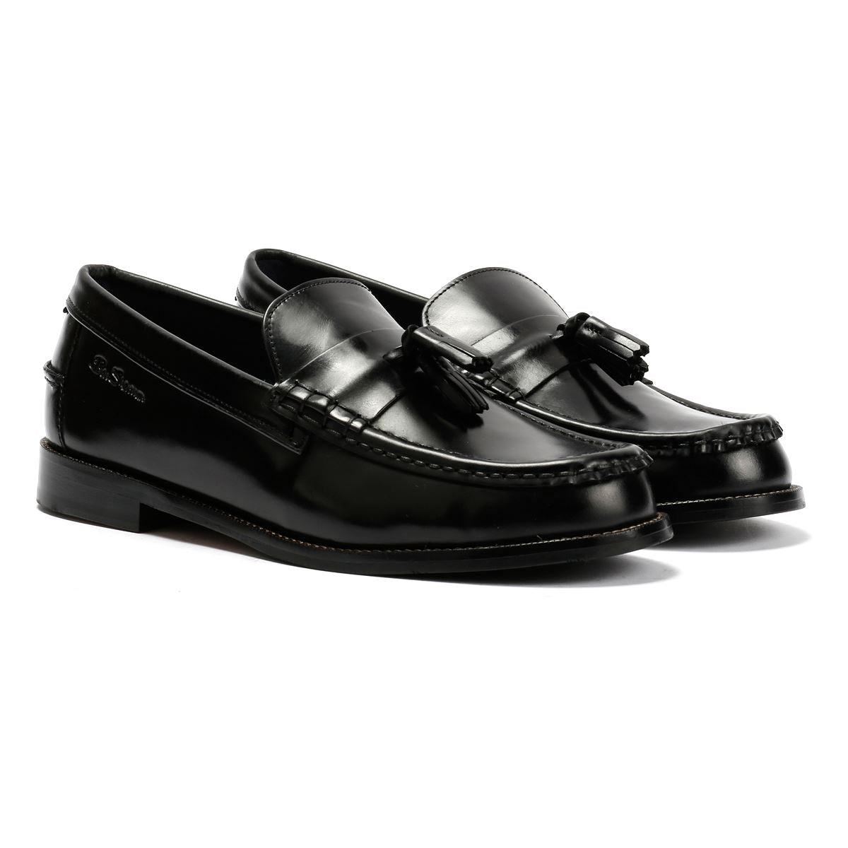 Ben Sherman Sid Leder Herren Schwarze Slipper