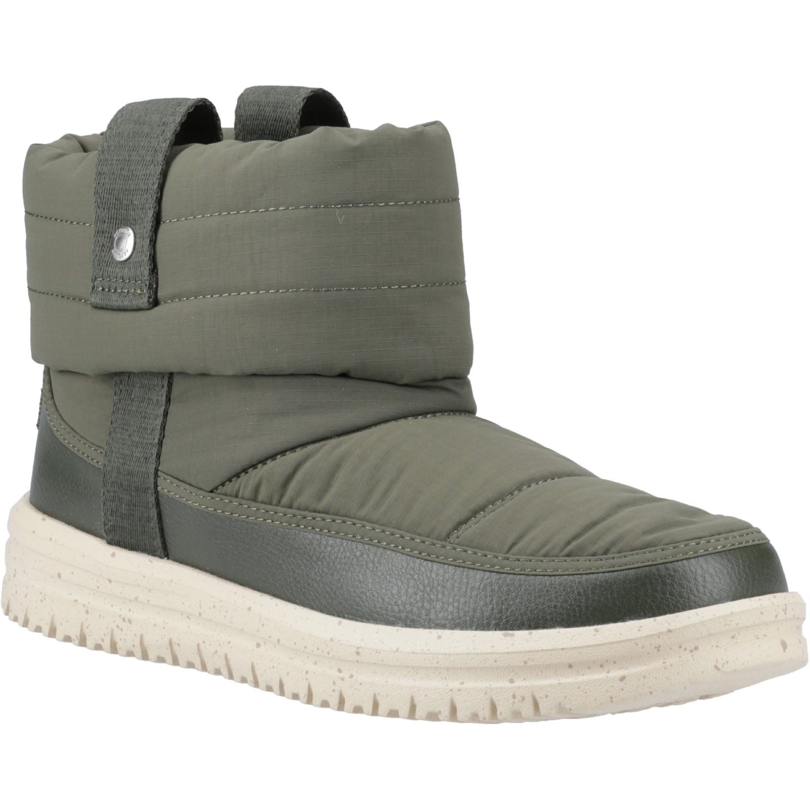 HEYDUDE Camden Cuff Nylon Quilt Nylon Damen Winter Stiefeletten in Dunkeloliv