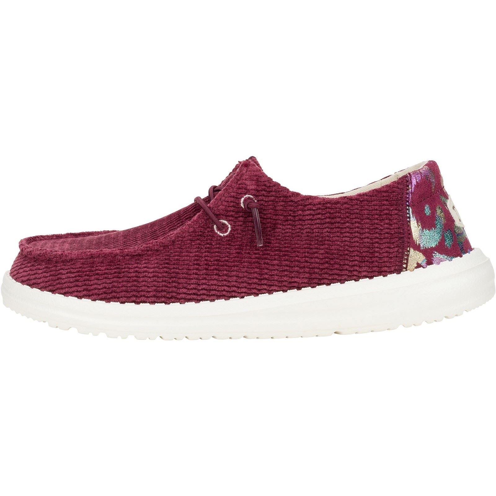 HEYDUDE Wendy Corduroy Leo Polyester Damen Burgunderfarbene Slipper