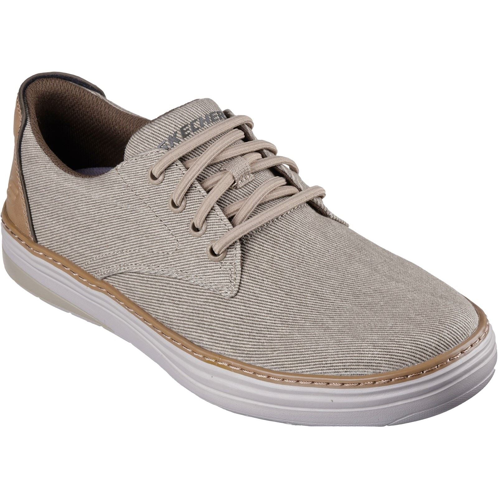 Skechers Hyland Ratner Herren Halbschuhe Aus Baumwolle In Khaki Mit Schnürung