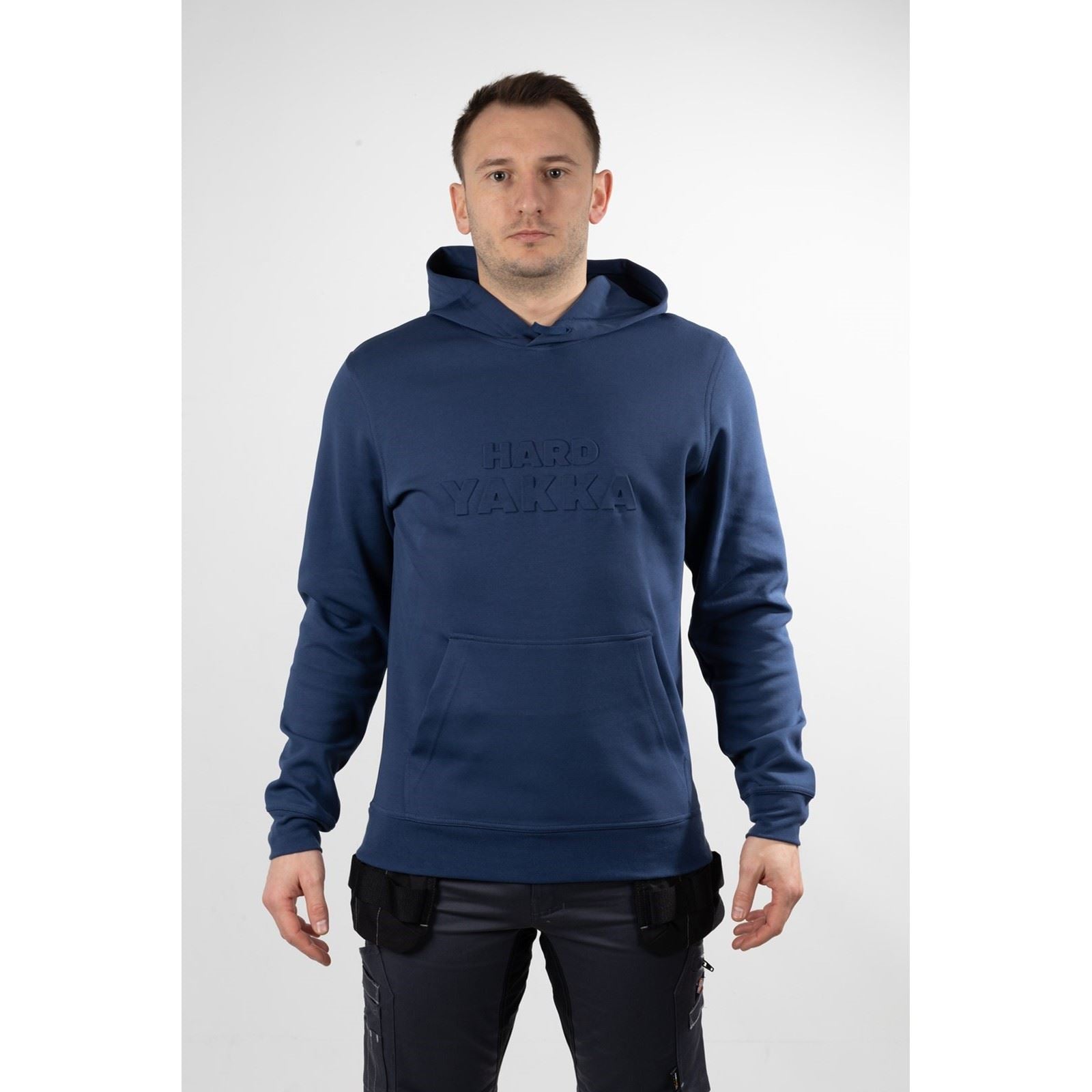 Hard Yakka Embossed Pullover Baumwoll Herren Lila Kapuzensweatshirt