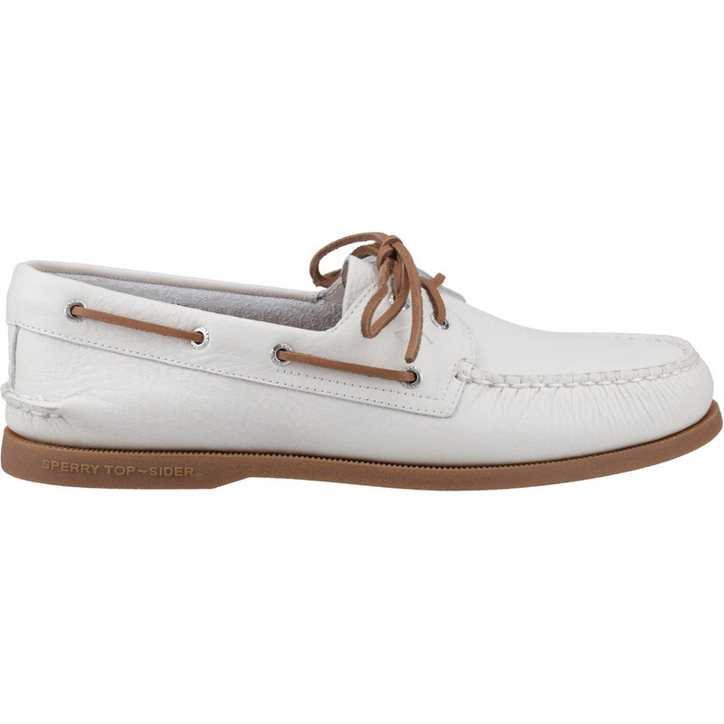Sperry Authentic 2 Eye Herren Bootsschuhe Aus Leder In Weiß/Gummi
