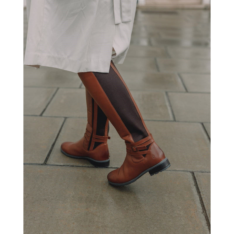 Hush Puppies Vanessa Damen Kniehohe Stiefel aus Braunem Leder mit Absatz