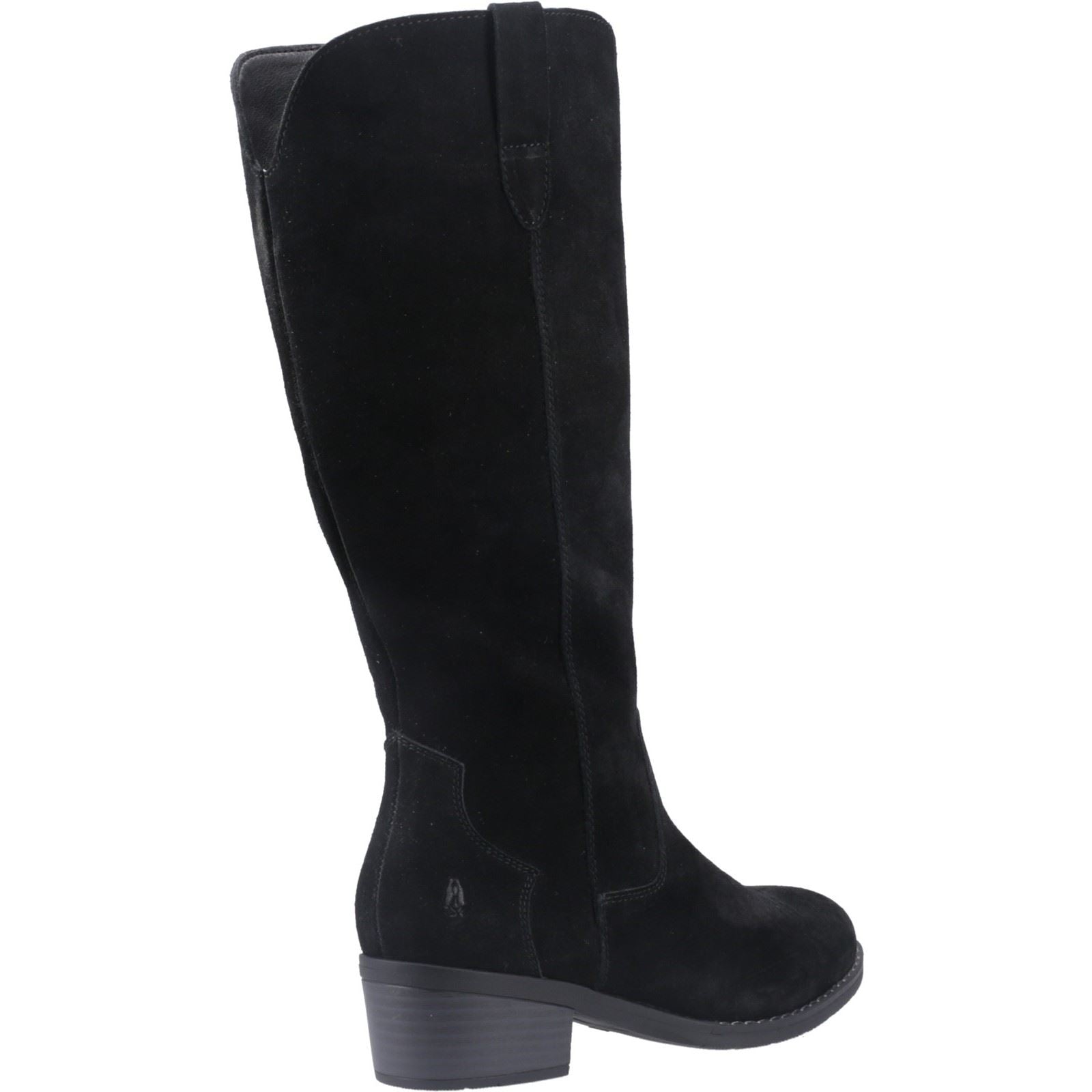 Hush Puppies Isabella Damen Kniehohe Wildlederstiefel mit Absatz in Schwarz