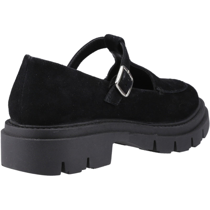 Hush Puppies Nella T-Bar Damen Schuhe Aus Wildleder In Schwarz