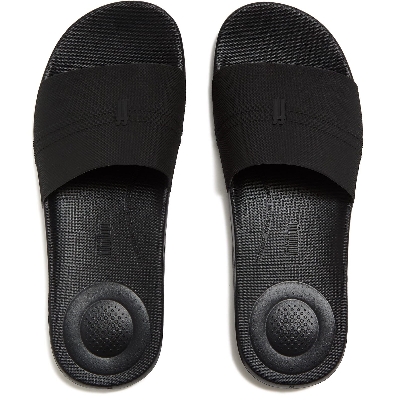 Fitflop iQushion Pool Slides Polyurethan Männer Ganz Schwarze Slides