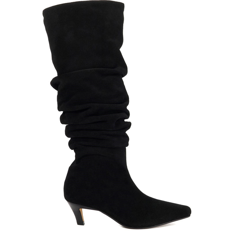 Dune Saunders Leder Damen Schwarze Farbe Absätze Knielange Stiefel