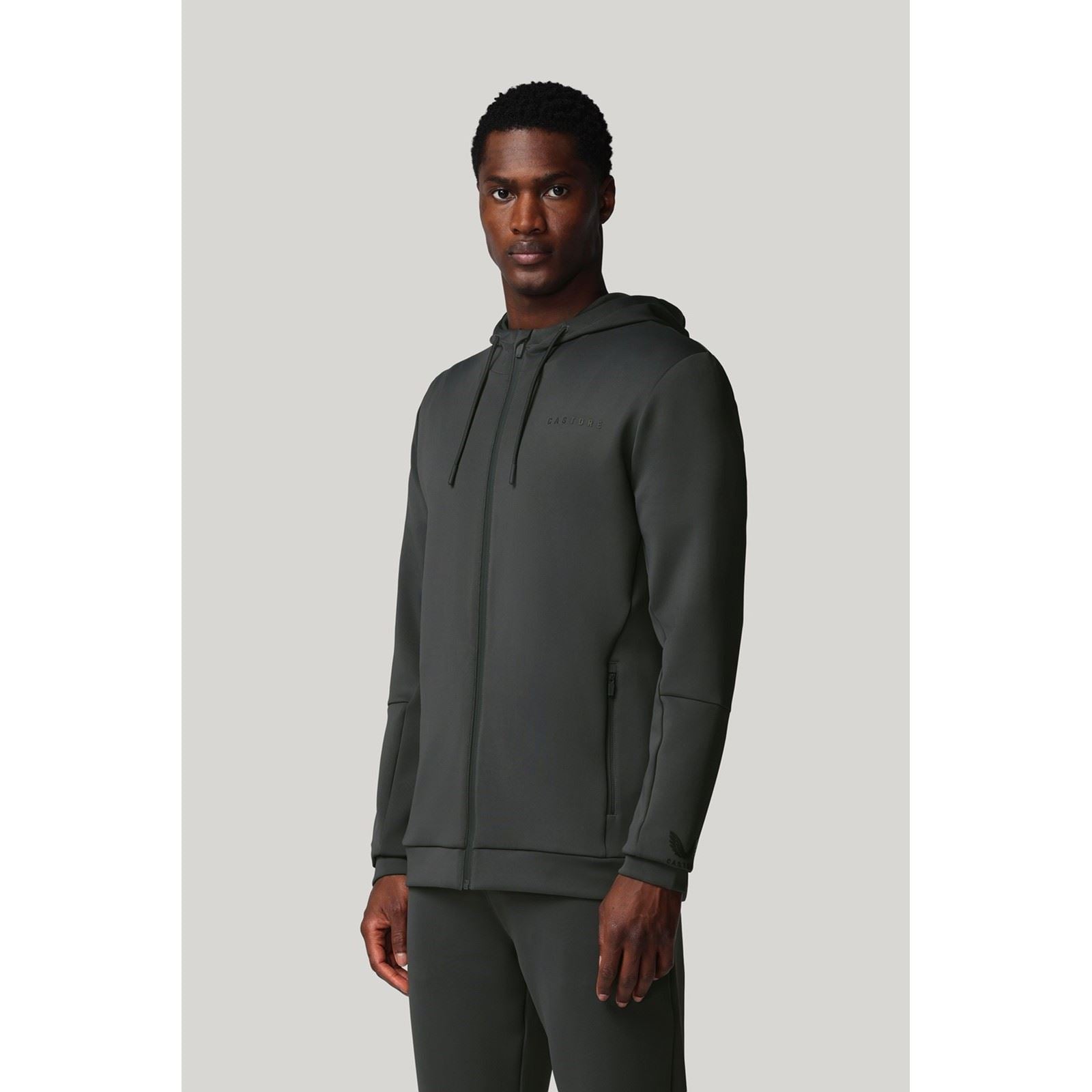 Castore Flex Full Zip Herren Graues Kapuzensweatshirt