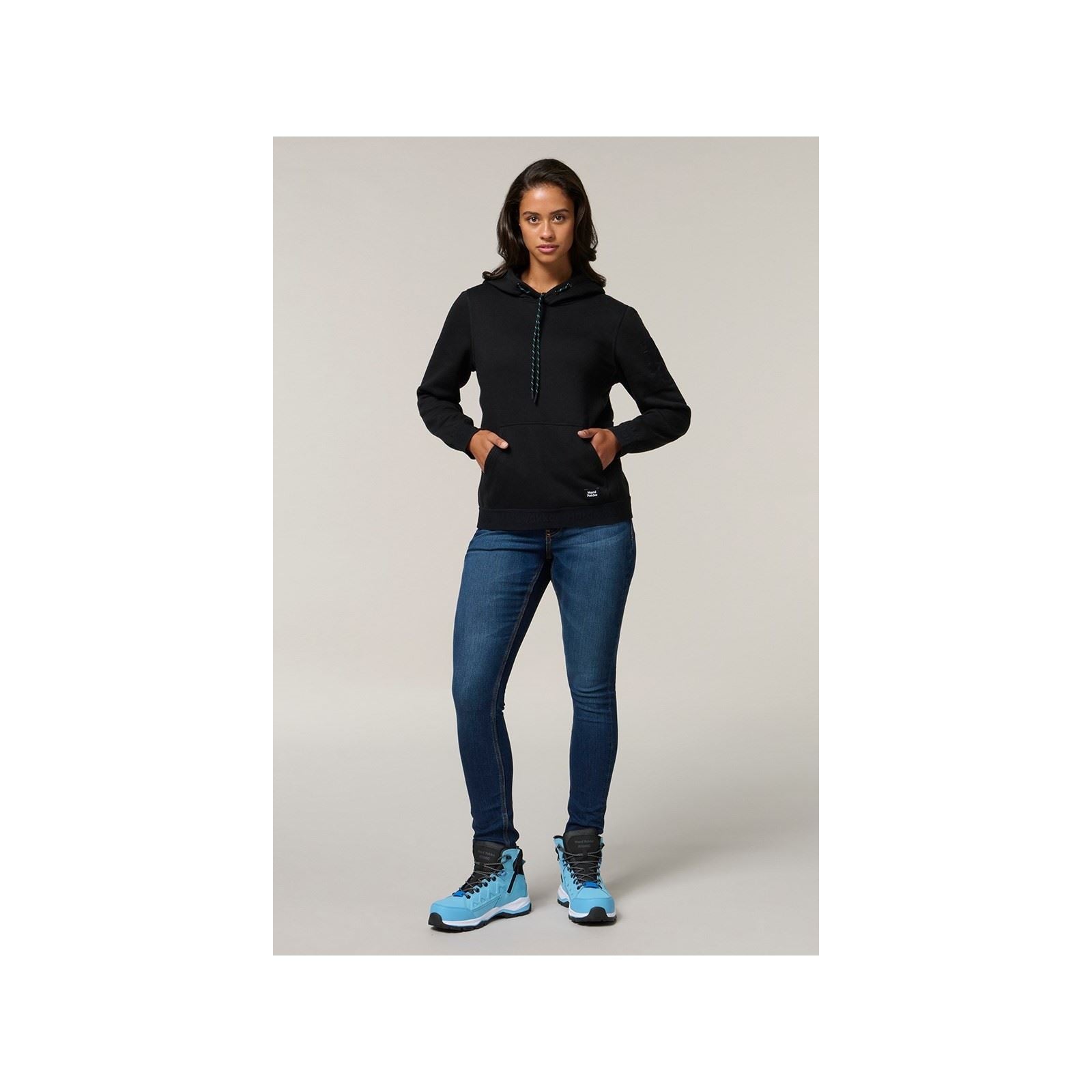 Hard Yakka Gladiator Baumwolle Damen Schwarz Kapuzenpullover