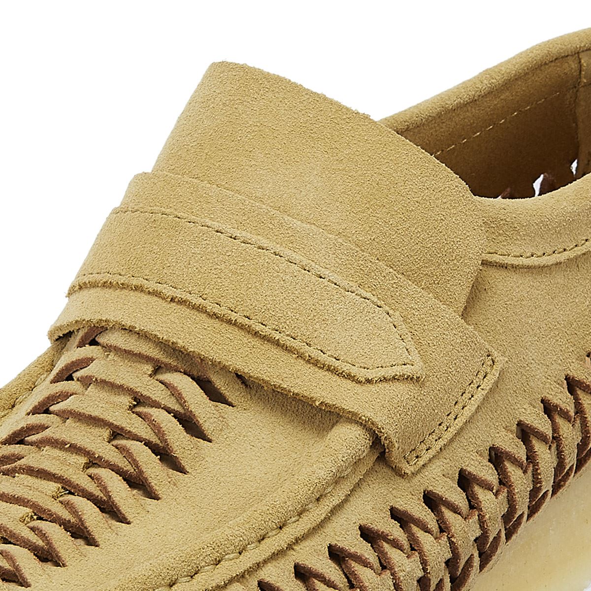 Clarks Originals Wallabee Loafer Weave Suede Herren-Lederslipper Aus Ahorn-Wildleder