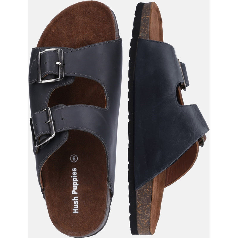 Hush Puppies Nash Slider Herren Sandalen Aus Schwarzem Leder