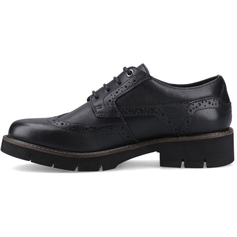Pod Kacey Leder Damen Schwarz Brogues Schuhe