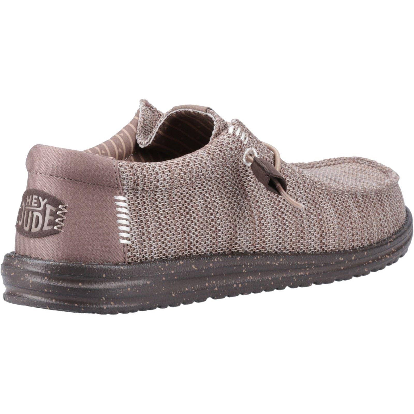 HEYDUDE Wally Stretch Mesh Polyester Herren Mokassins Schuhe in tiefem Taupe/Maulwurfsbraun