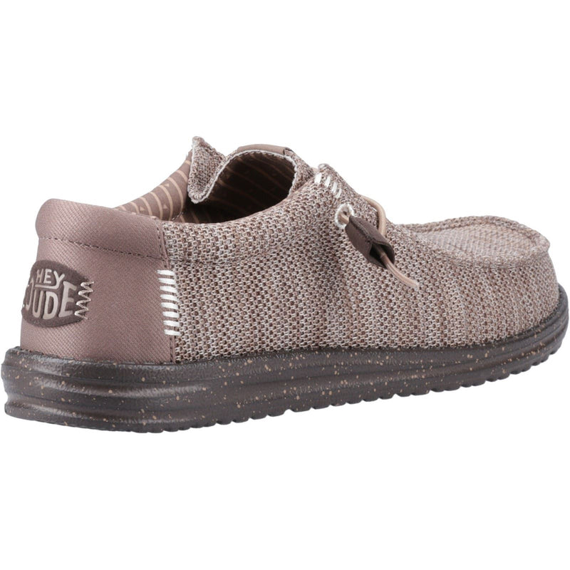 HEYDUDE Wally Stretch Mesh Polyester Herren Mokassins Schuhe in tiefem Taupe/Maulwurfsbraun