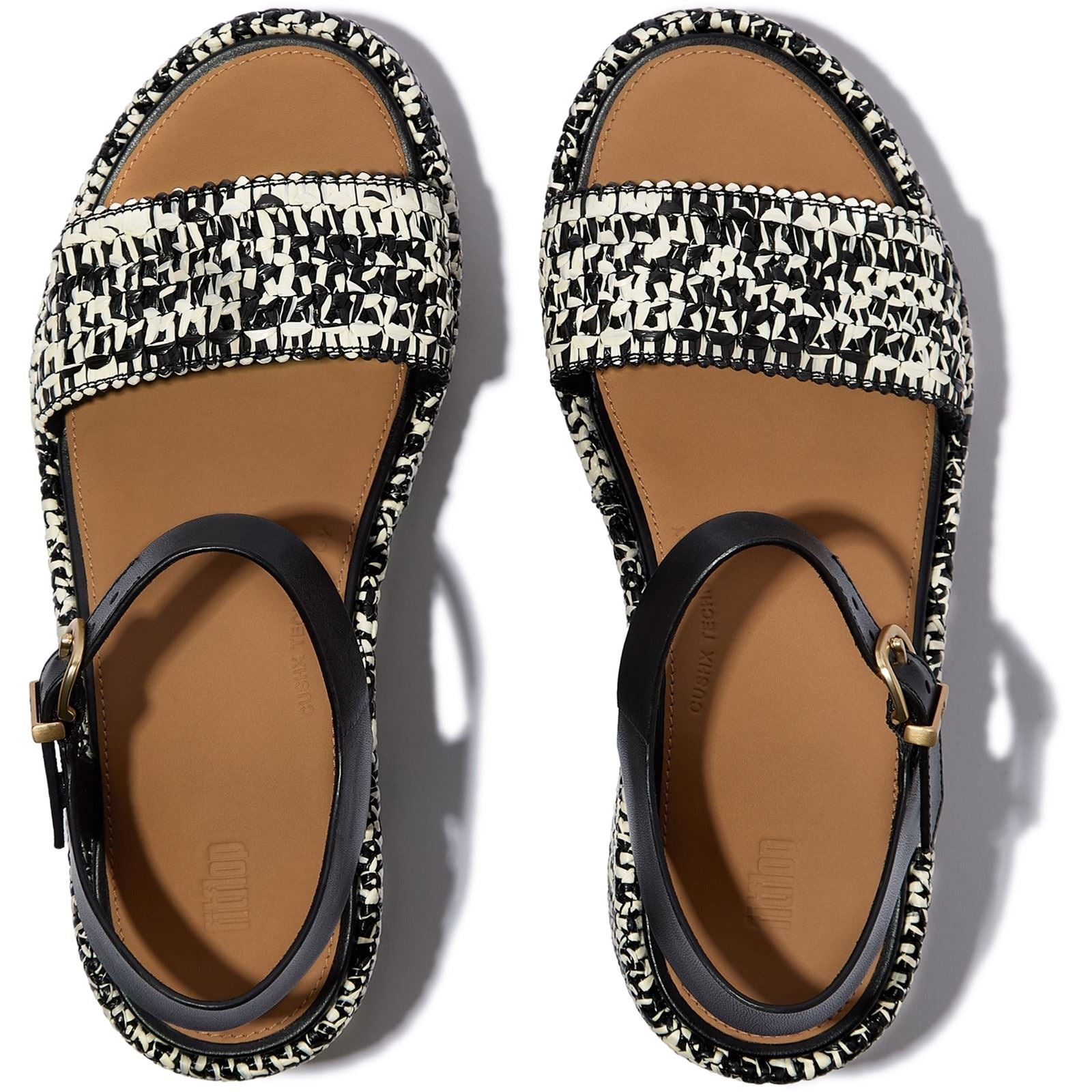 Fitflop Platfforms Wedge Faux Wildleder Damen Schwarz/Elfenbein Sandalen