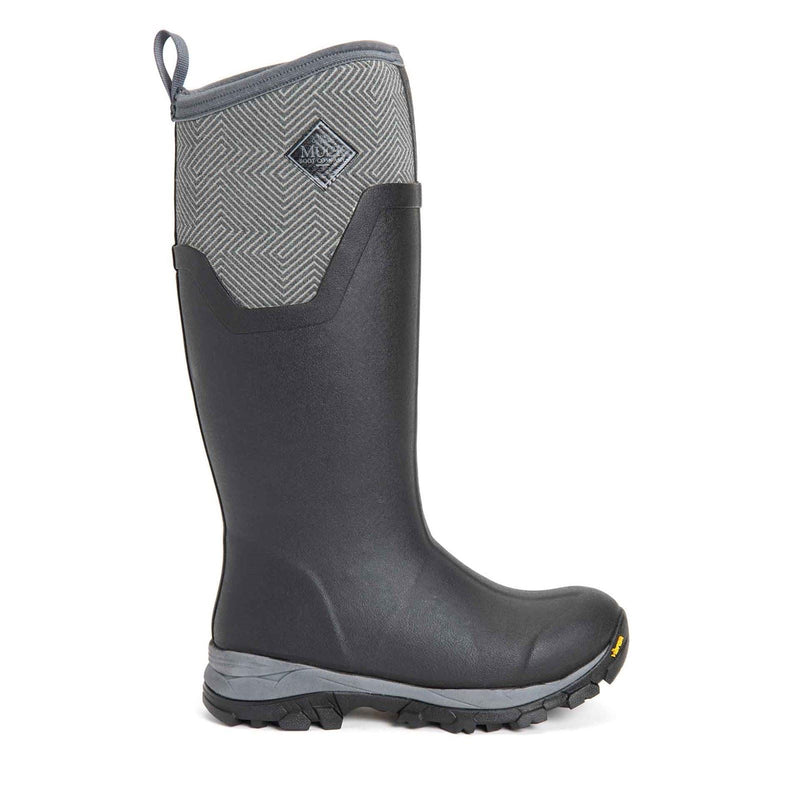 Muck Boots Arctic Ice Tall Gummi Schwarze Farbe/Graue Geometrische Gummistiefel