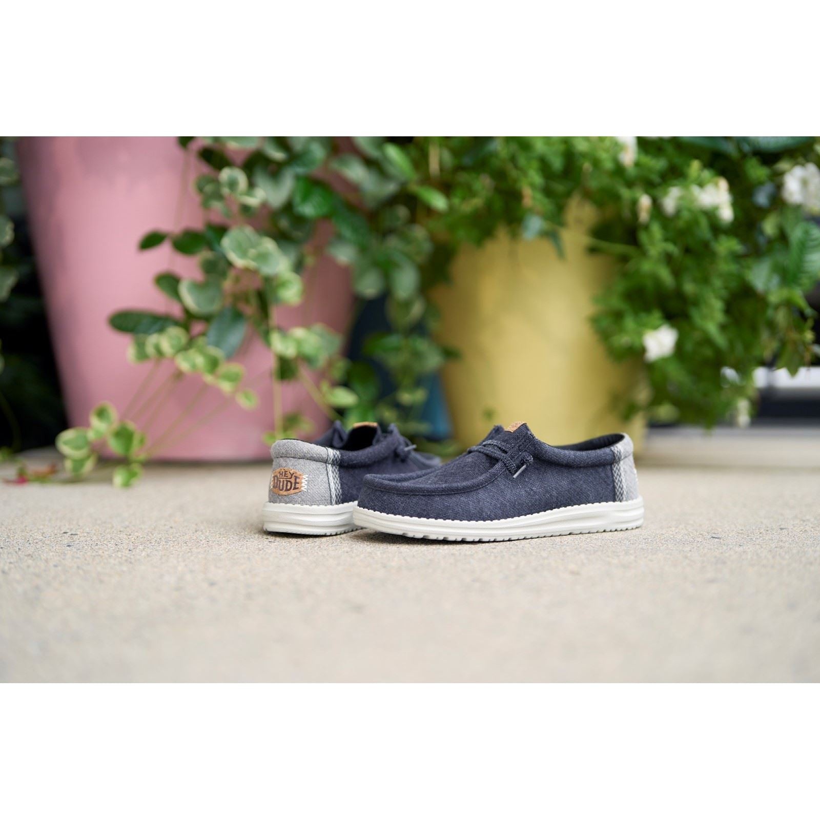 HEYDUDE Wally Jute Jute Herrenschuhe Schwarz/Granitgrau Mokassins