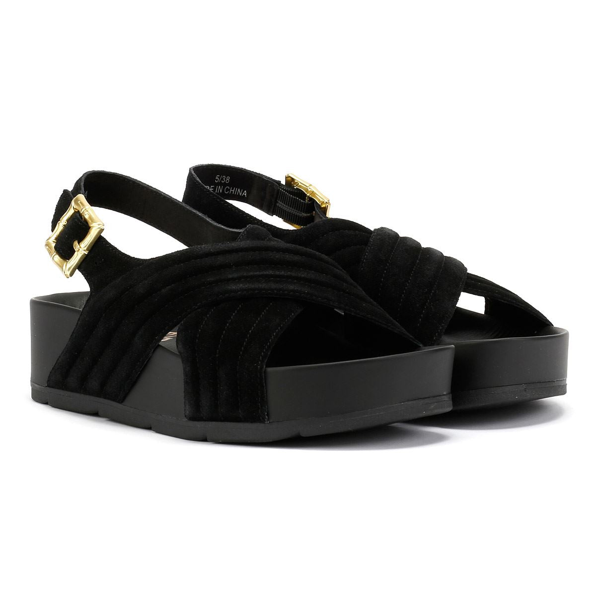 Desert Fleur Sparks Damen Sandalen Aus Schwarzem Wildleder