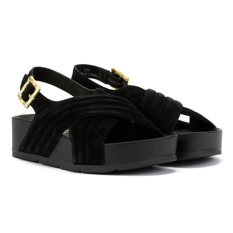 Desert Fleur Sparks Damen Sandalen Aus Schwarzem Wildleder