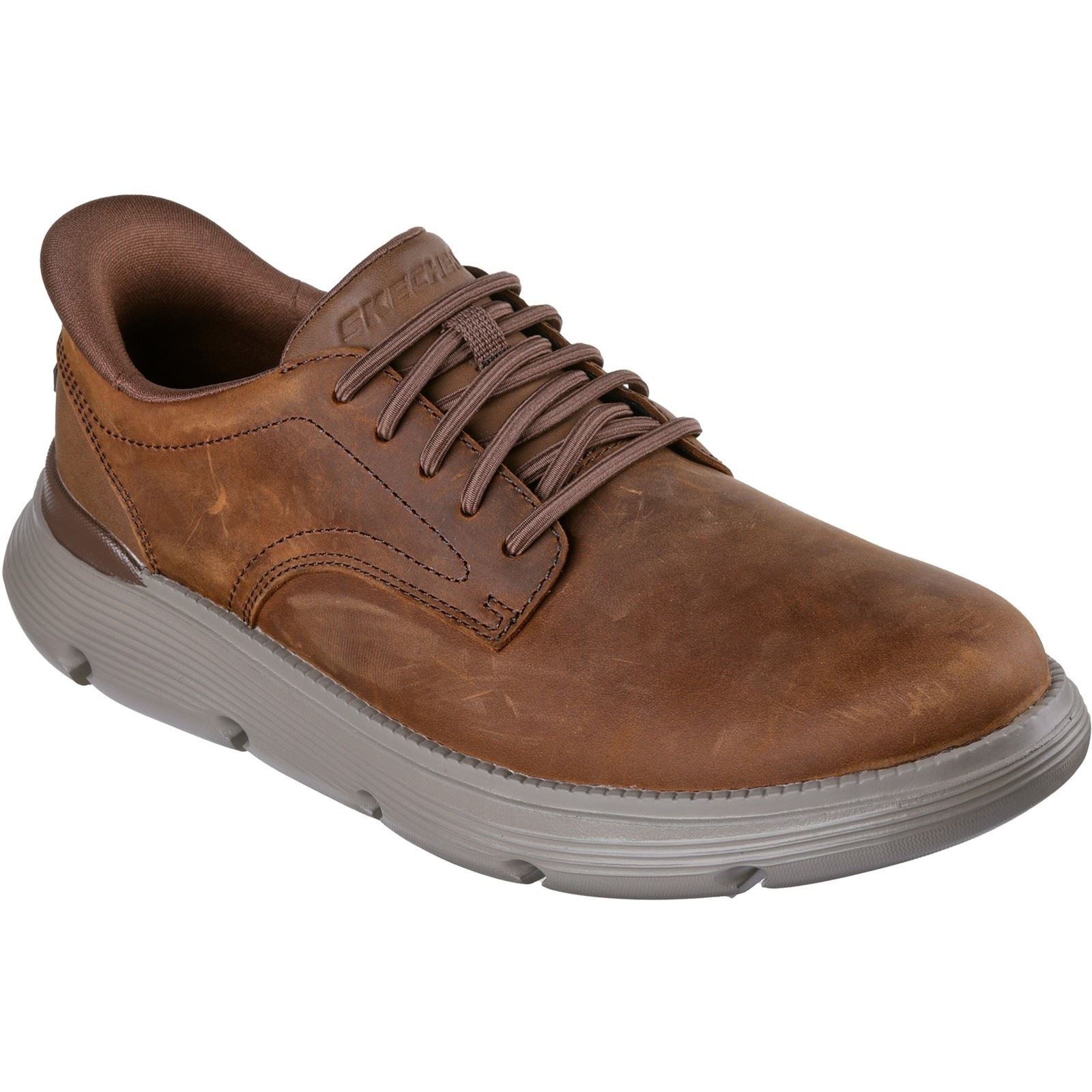 Skechers Garza Duran Leder Herren Dunkelbraune Schnürschuhe