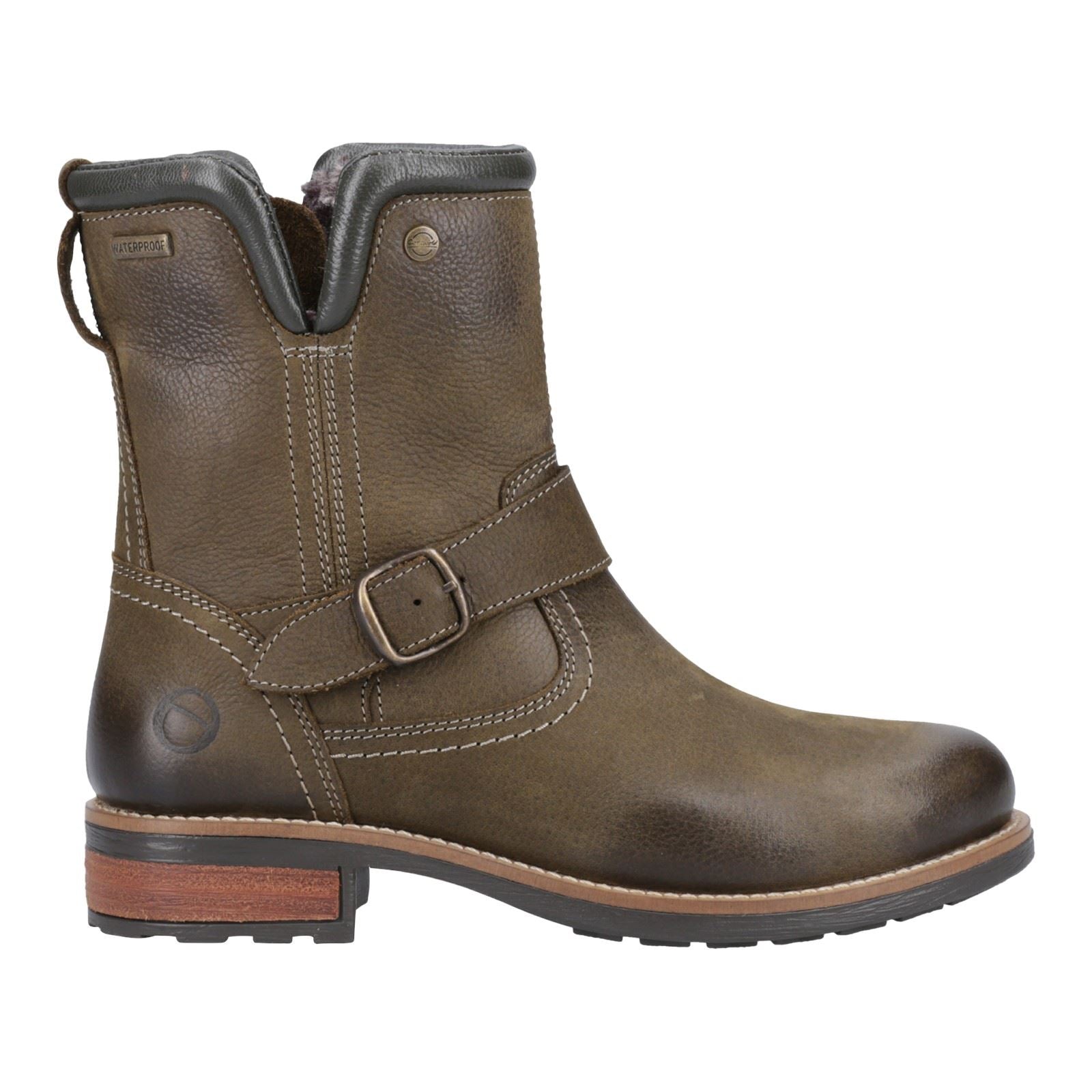 Cotswold Kinsham Damen Winterstiefel aus Leder in Khaki bis zur Mitte der Wade