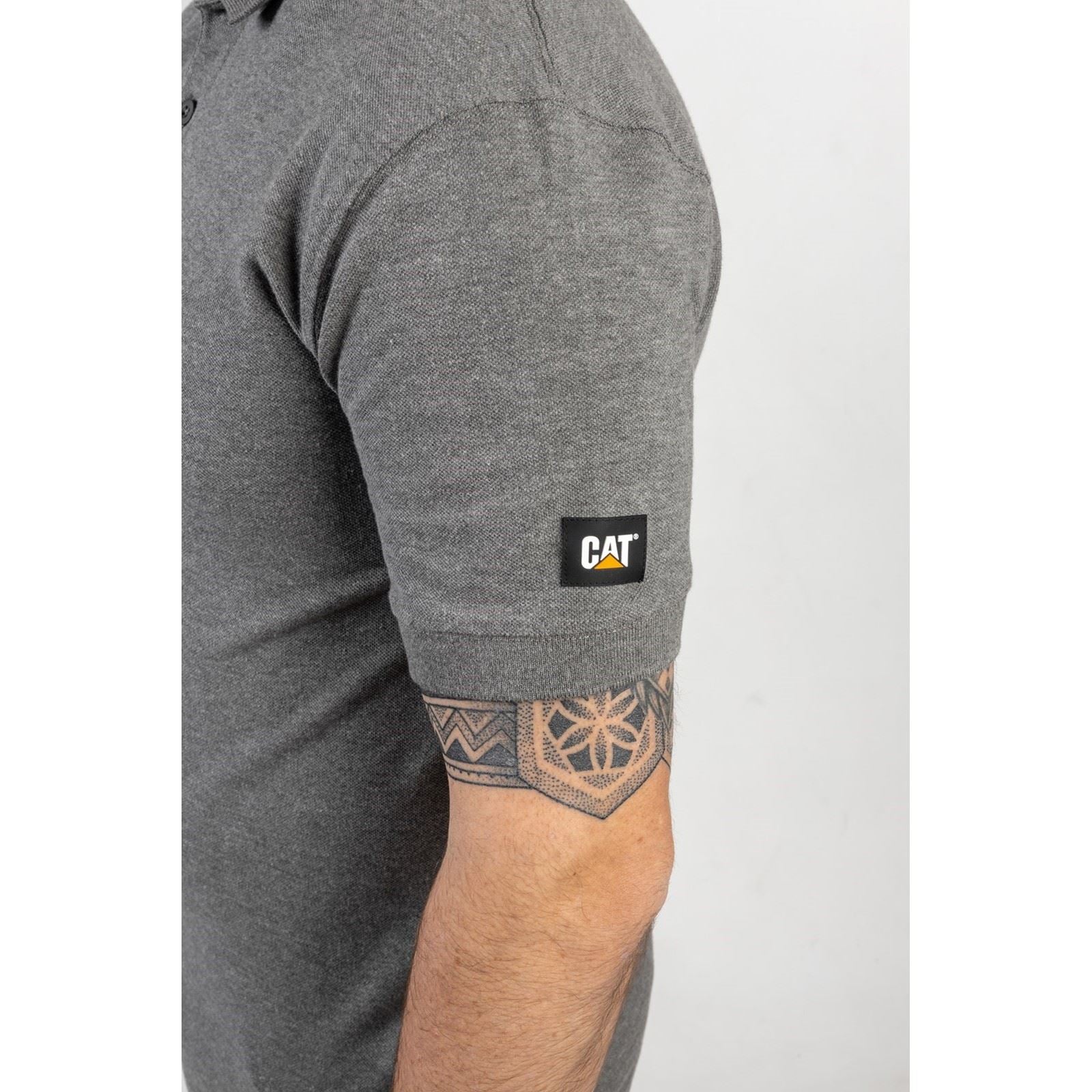 Caterpillar Essentials Baumwoll Herren Poloshirt In Grau