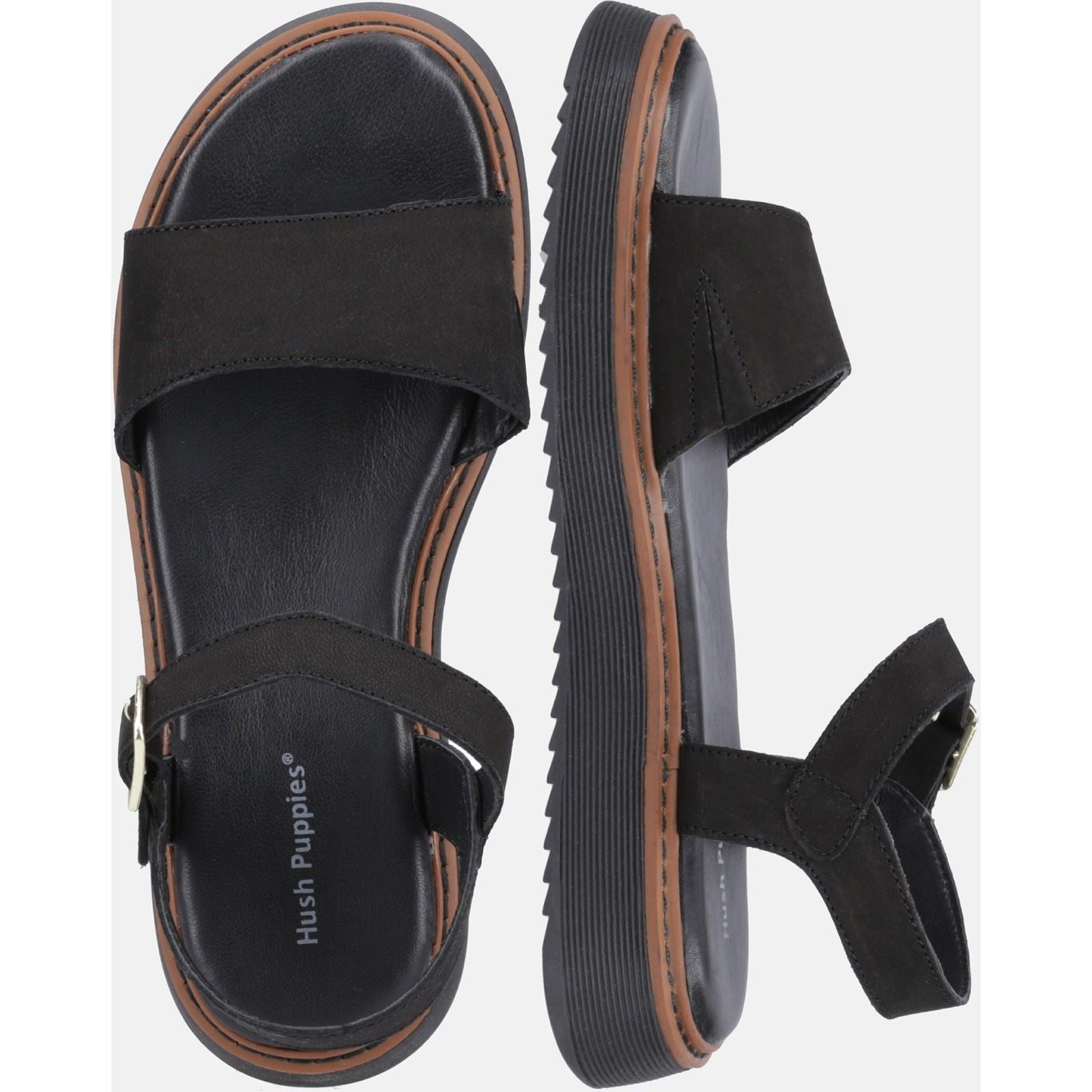 Hush Puppies Cassie Nubuk Damen Sandalen In Schwarz