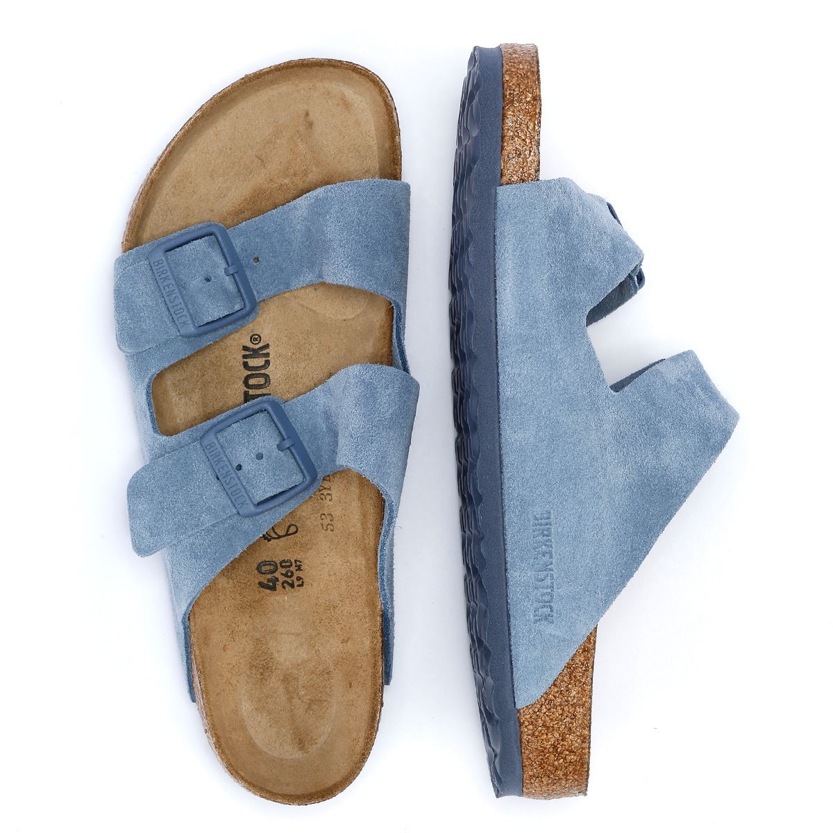 Birkenstock Arizona Elementarblaue Wildledersandalen