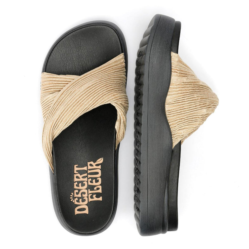 Desert Fleur Gabbro Satin Damen Sandalen In Gold