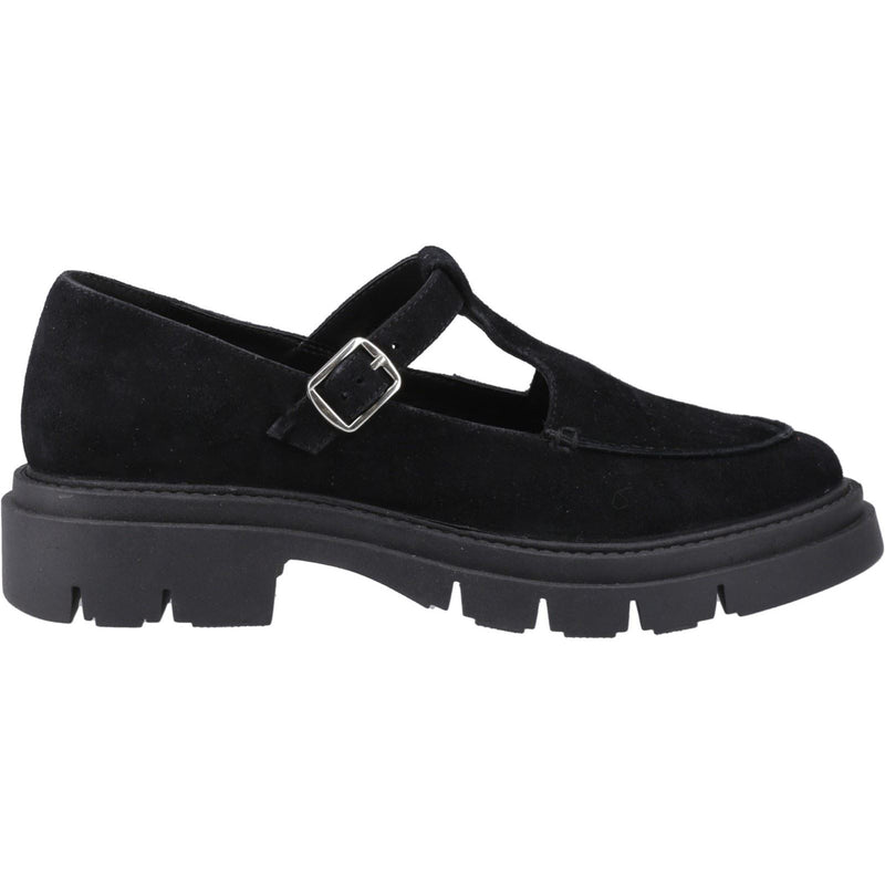 Hush Puppies Nella T-Bar Damen Schuhe Aus Wildleder In Schwarz