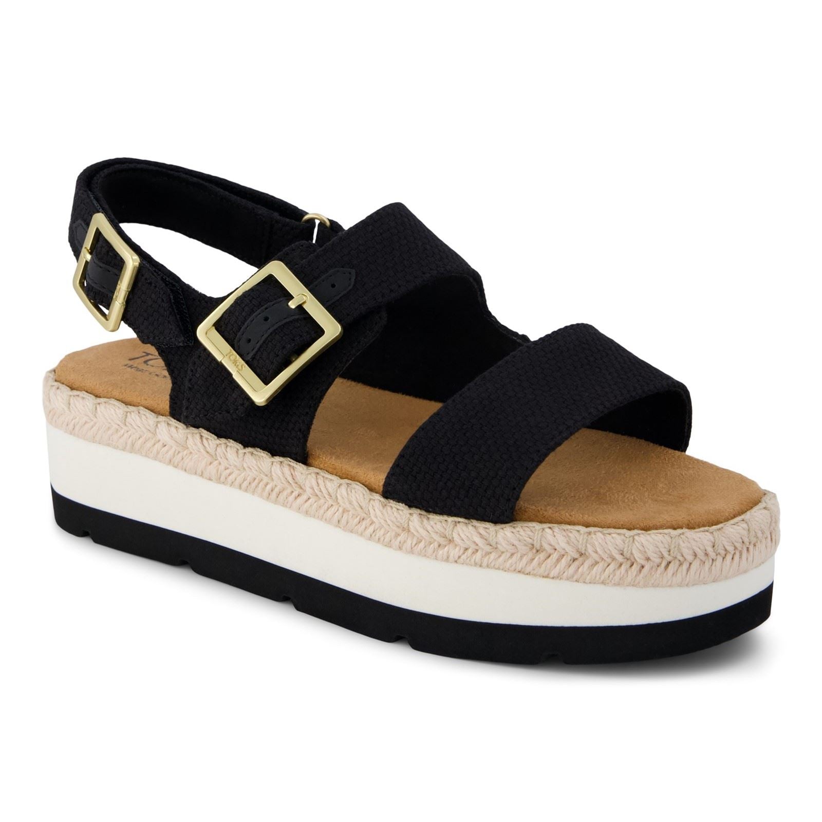 TOMS Giana Textil Frauen Schwarze Strandsandalen