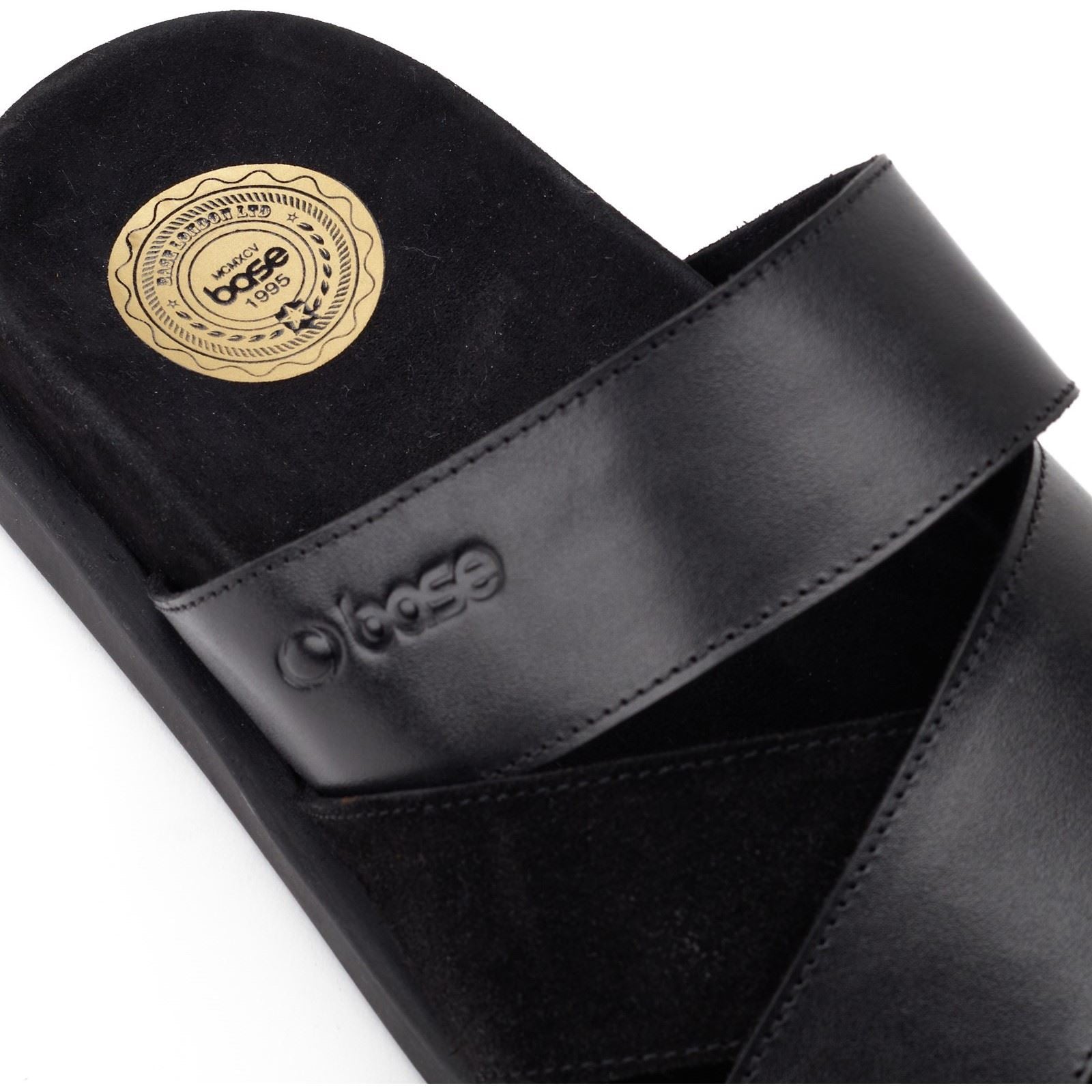 Base London Ponza Leder Herren Schwarze Sandalen