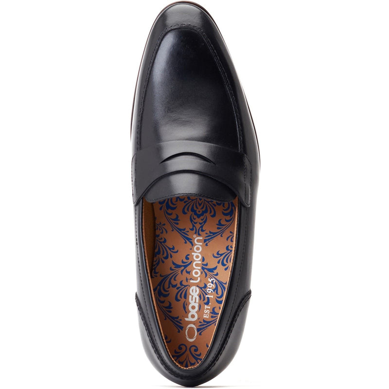 Base London Bruno Leder Herren Schwarze Mokassins