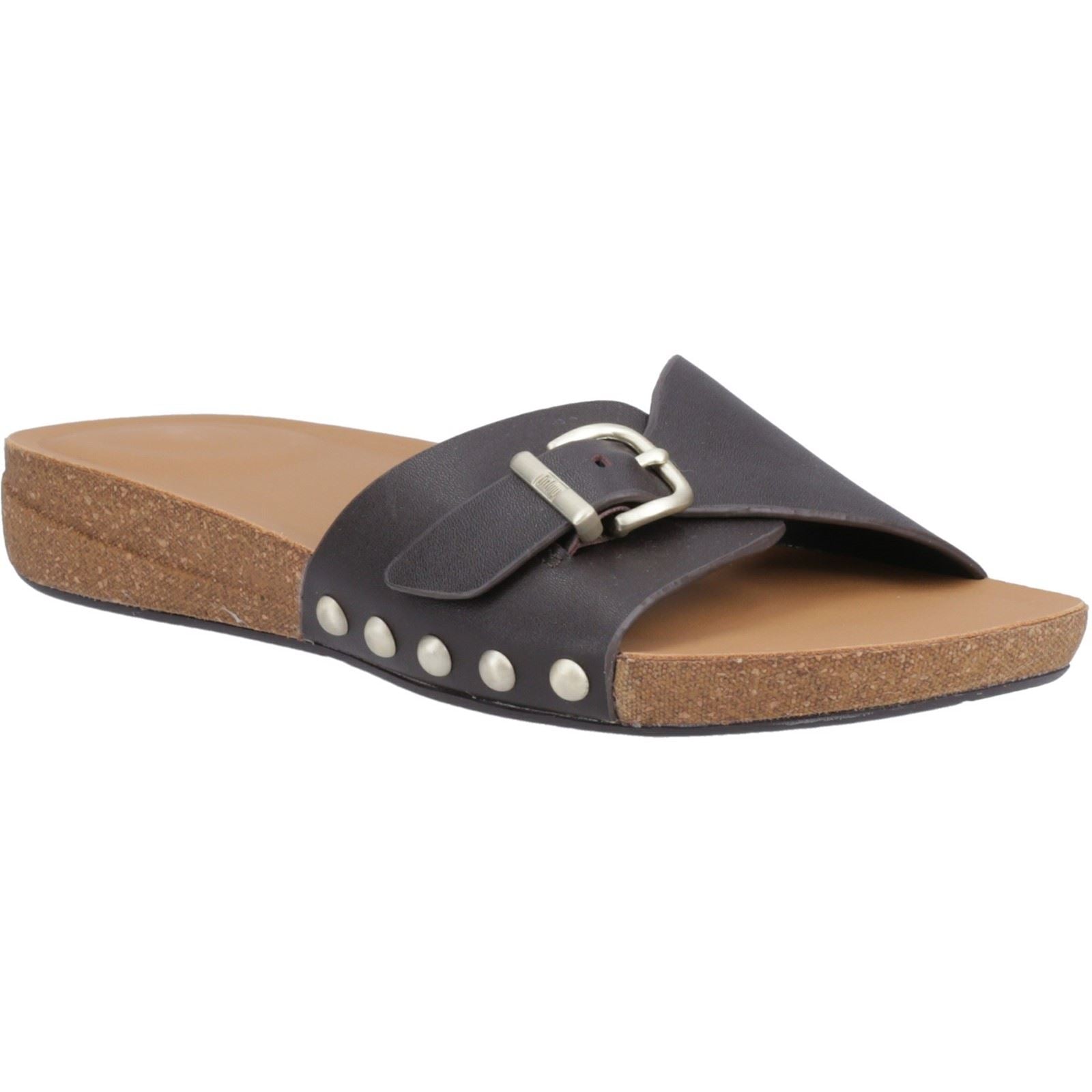 Fitflop iQushion Adjustable Buckle Leder Damen Schokoladenbraune Sandalen