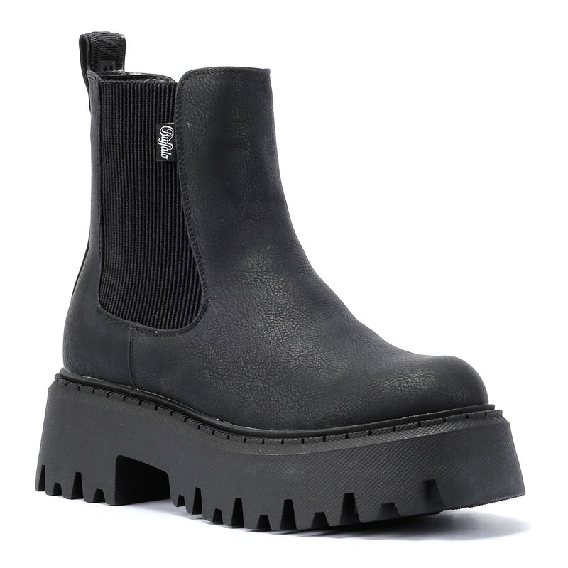 Buffalo Aspen Chelsea Damenlederstiefel In Schwarz