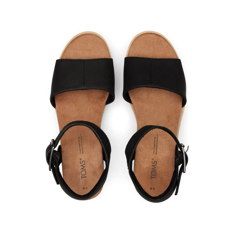 TOMS Diana Leder Damen Schwarze Keilsandalen